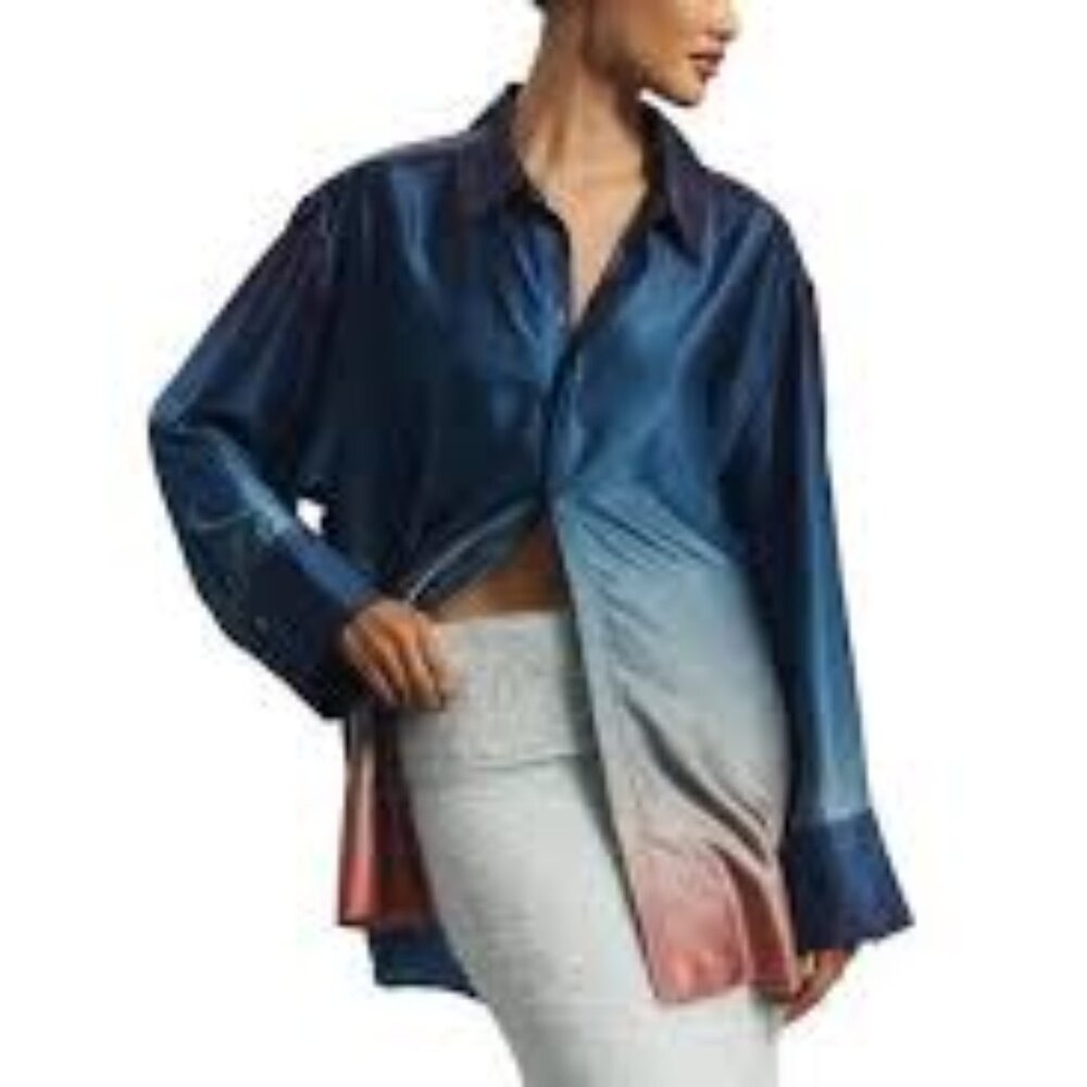 Bardot Solita Satin Ombre Button-up Shirt